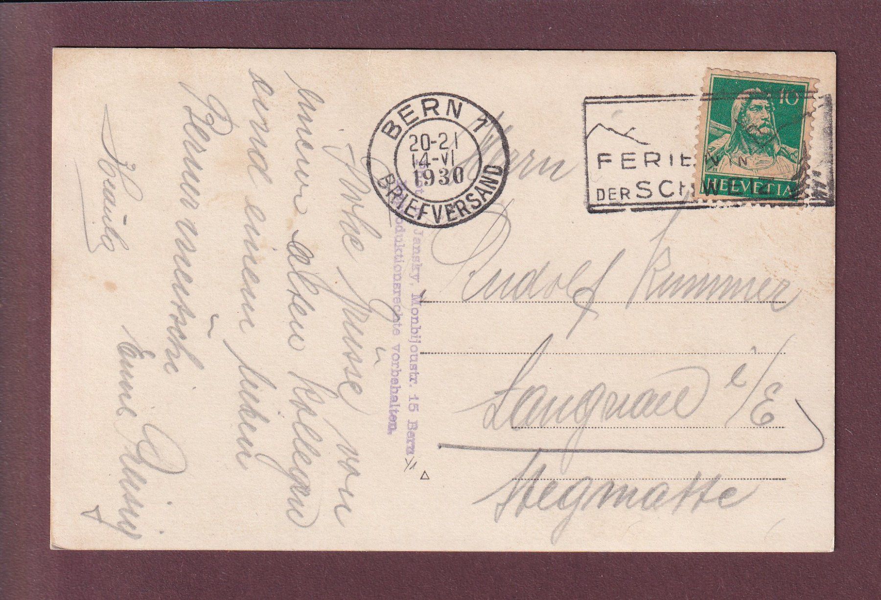 Cartoline postali: BERN - Bärengraben - 1930 – Usato da Pully venduto da nicecards 1