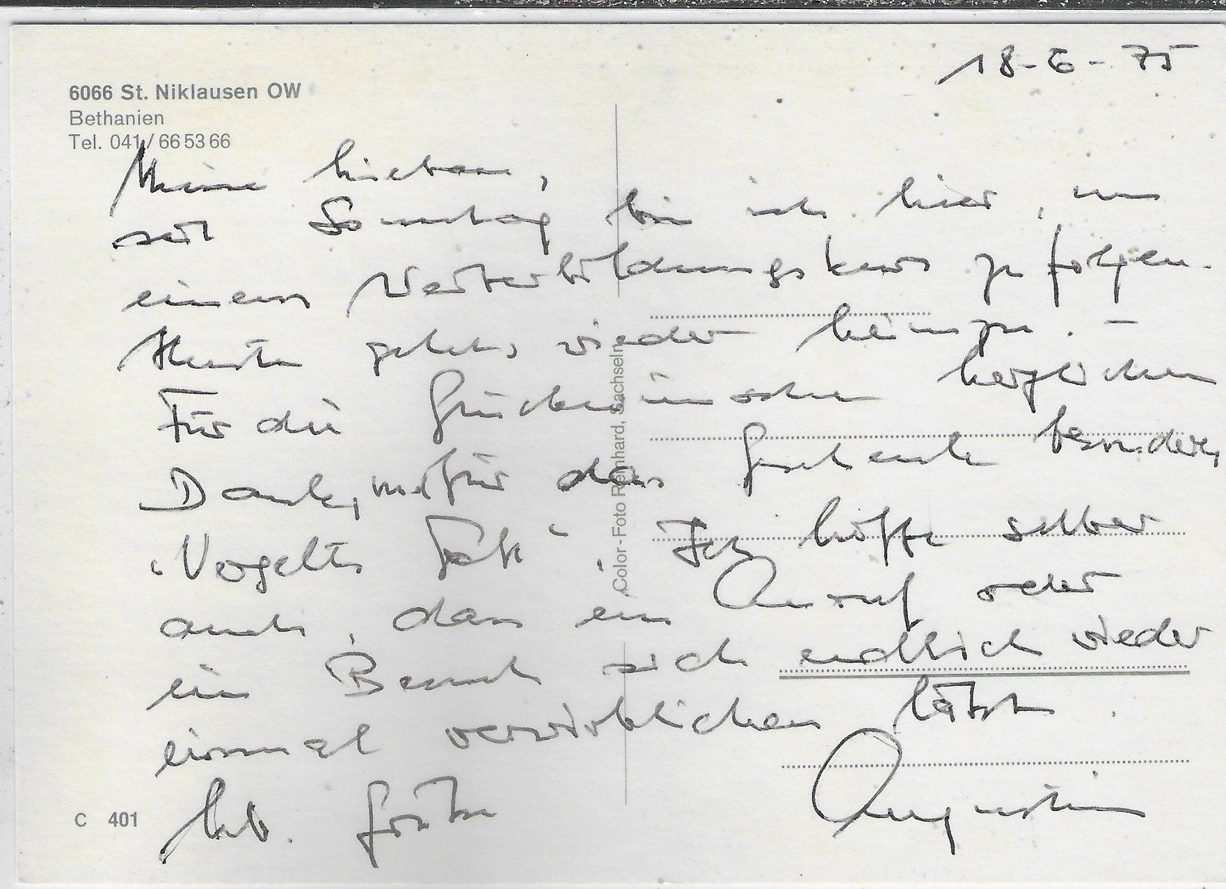Cartoline postali: St. Niklausen OW - Bethanien – Usato da Ettingen venduto da Kartenplanet 1