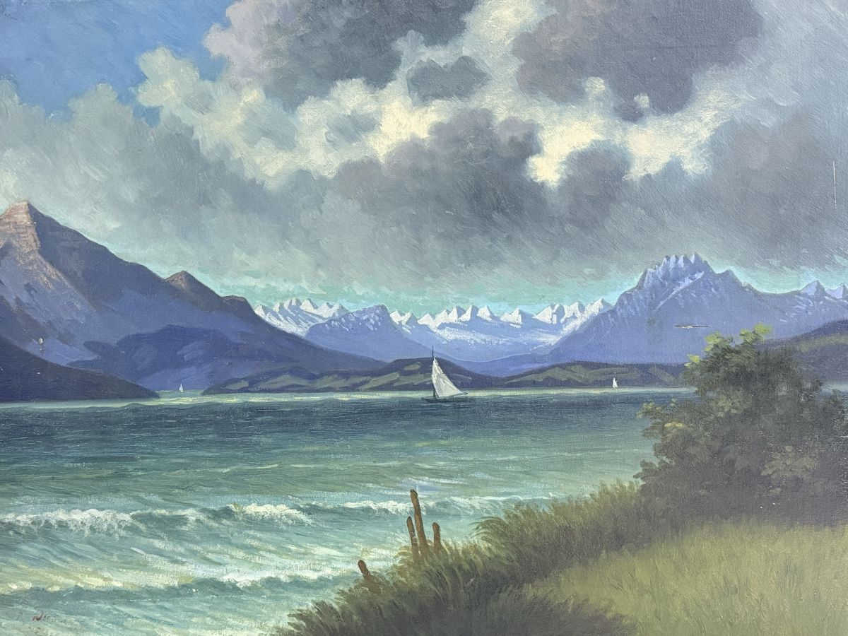 Gemälde: Gemälde See-Landschaft mit Bergen – Gebraucht aus Solothurn von NUVICO 1