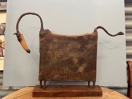 Büffel Skulptur - Metall & Holz, Handwerkskunst