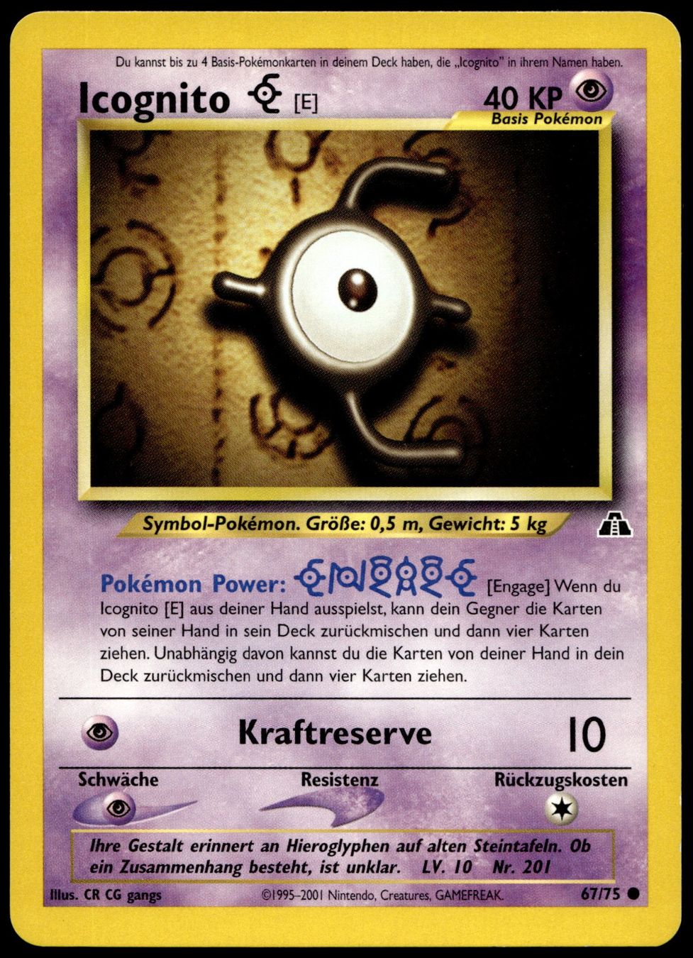 Pokémon Carte collezionabili: Icognito E 67/75 Pokémon Neo Discovery – Usato da Uster venduto da Madame_Cards