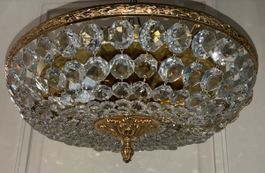 Kristall Deckenlampe Top Zustand um 1950 H.16cm  B.40cm