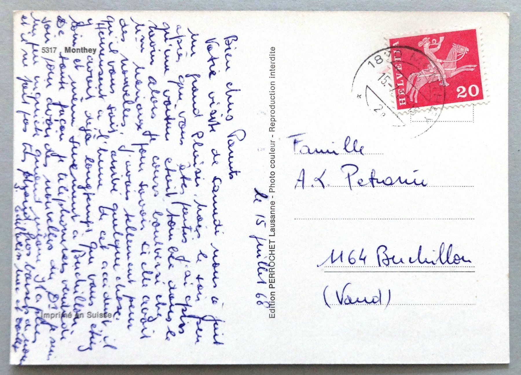 Cartoline postali: Monthey – Usato da Fétigny venduto da Billy2miny 1