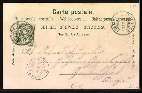 Cartoline postali: Litho Münster /LU, Stiftskirche, Pfarrk – Usato da Berlin venduto da bartko-reher 1