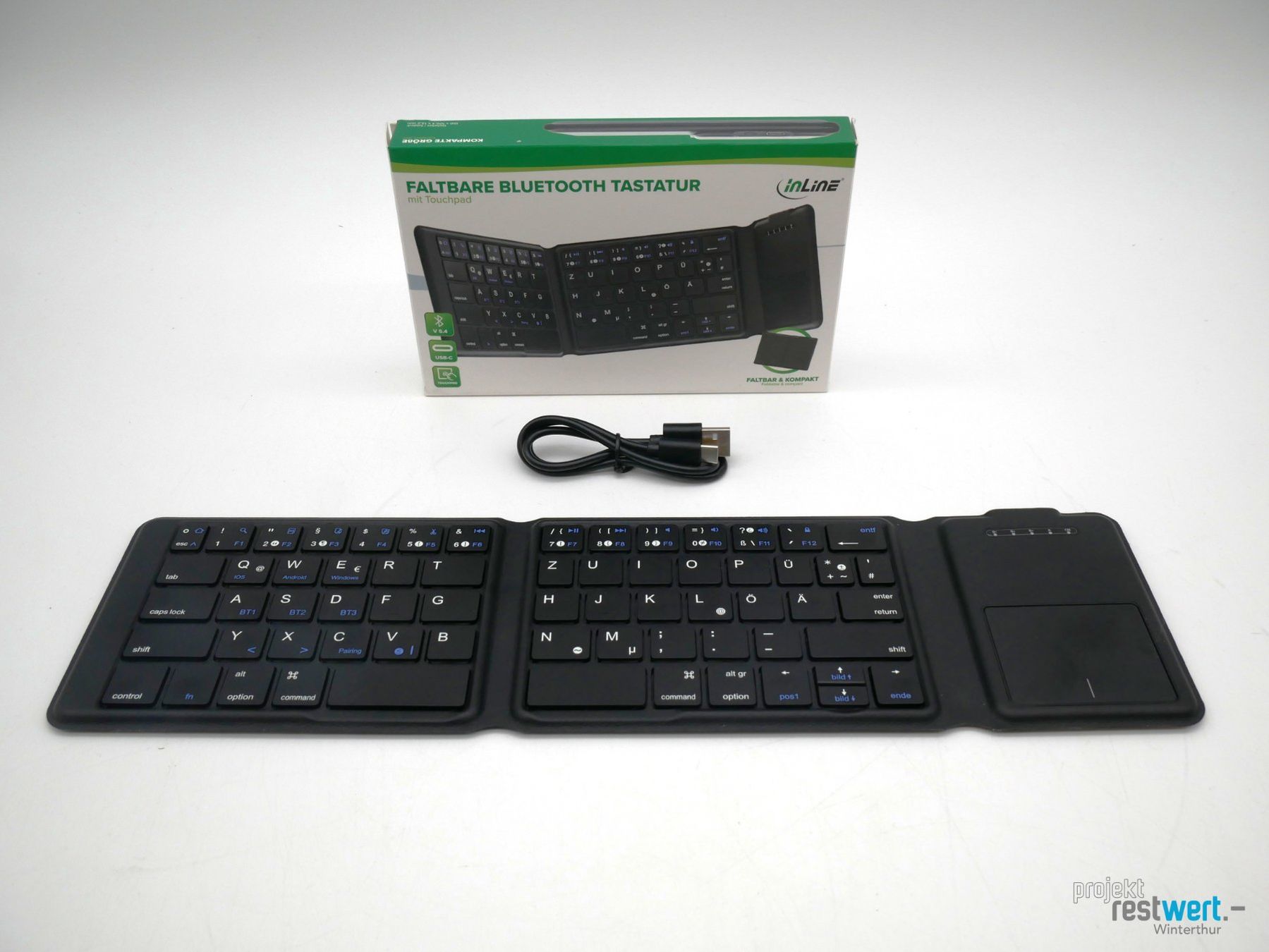 Tastiere: INLINE Faltbare Bluetooth Tastatur Touchpad QWERTZ – Nuovo (secondo la descrizione) da Winterthur venduto da Restwert_Winterthur