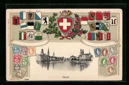 Präge-AK Zürich, Blick vom Limmat auf 