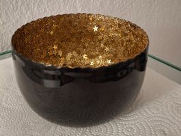 Schwarze Schale mit goldenen Sternen - Winter Deko!
