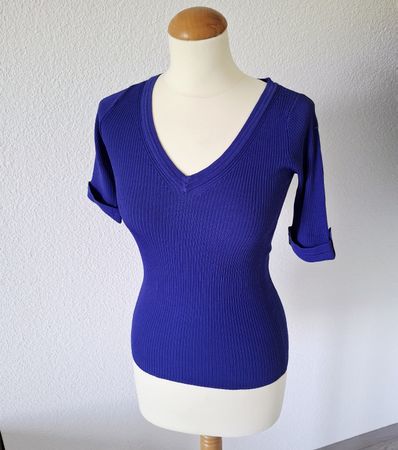 MNG Strickpullover V-Ausschnitt lila/blau Grösse S