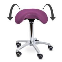 Praxis Drehhocker mit kippbarem Sattelsitz magenta