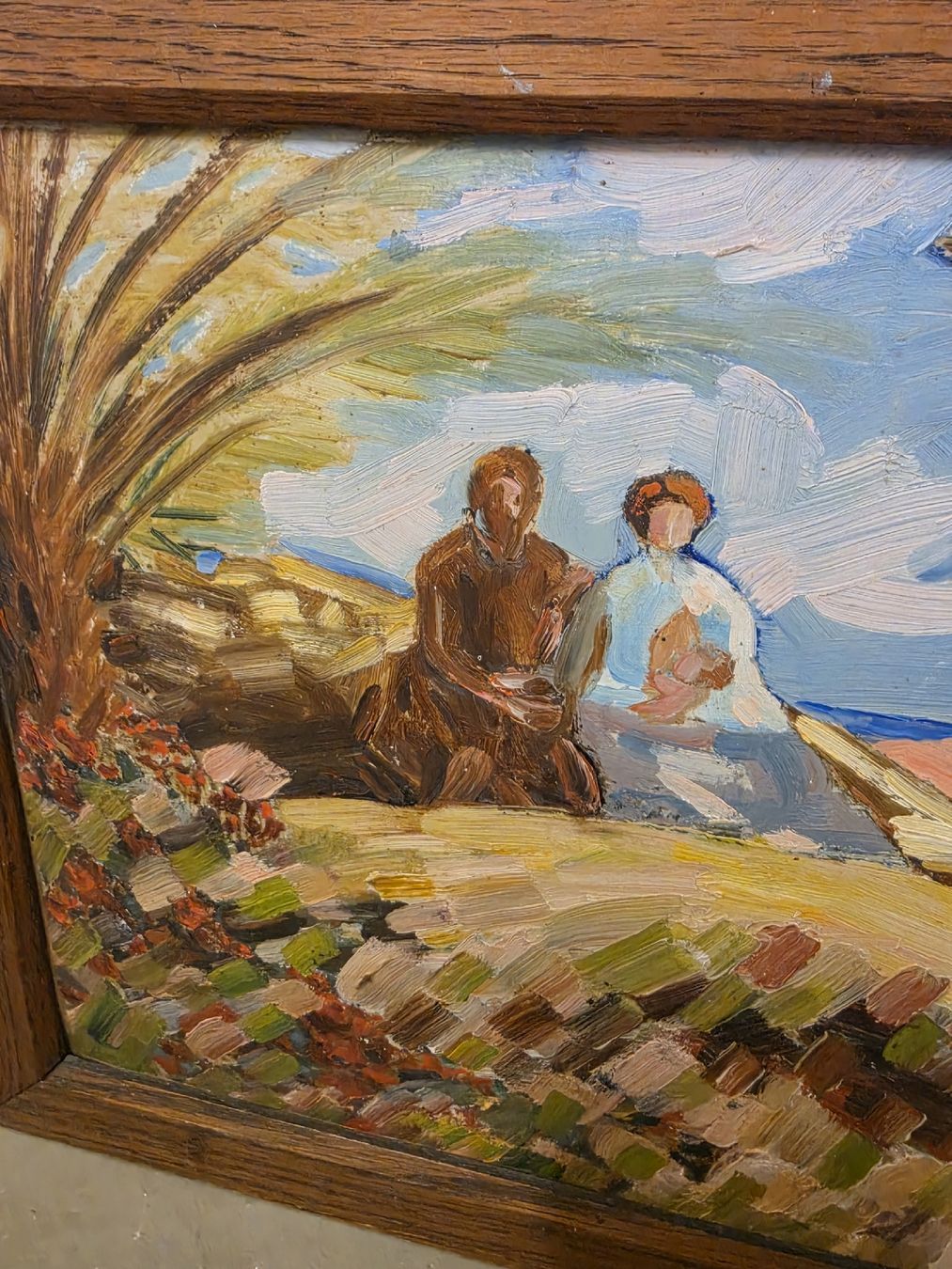 Dipinti: Ölgemälde Janebach Landschaft mit Figuren im Holzrahmen – Usato da Olten venduto da Mezopotamya 2