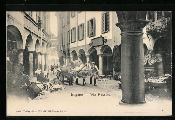 Cartoline postali: AK Lugano, Via Pessina – Usato da Berlin venduto da bartko-reher