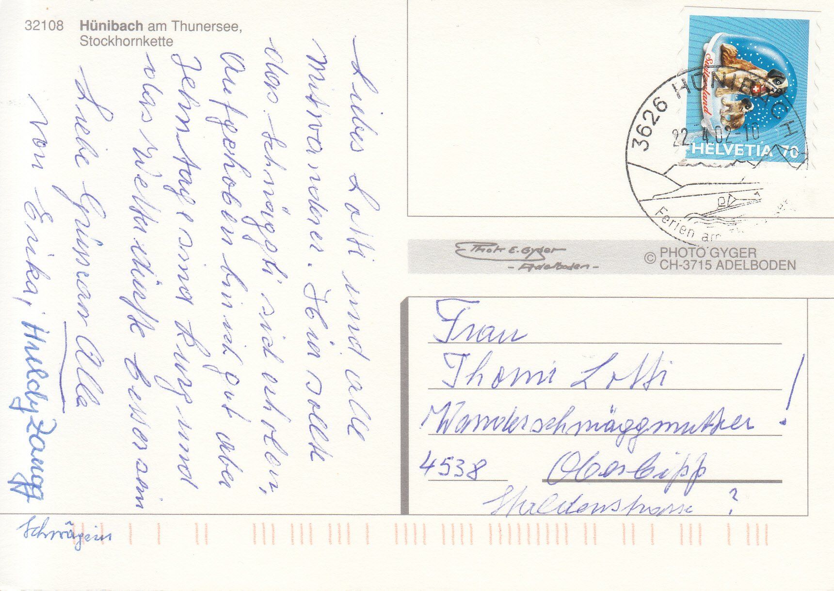 Ansichtskarten: Hünibach 2002 – Gebraucht aus Bürglen TG von StampGraf 1