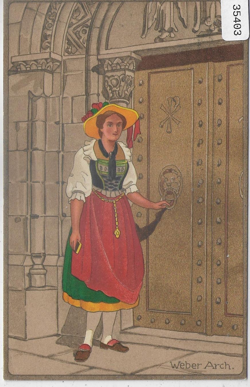 Ansichtskarten: Trachtenfest Neustadtkirche Zug Juni 1912 - Litho – Gebraucht aus Ettingen von Kartenplanet