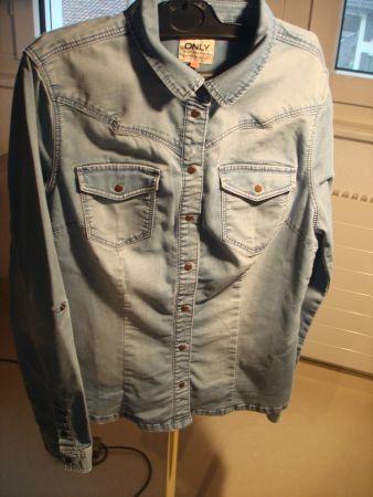 Girls Jeanshemd "washed-optik" ONLY, Gr. M/38, Druckknöpfe