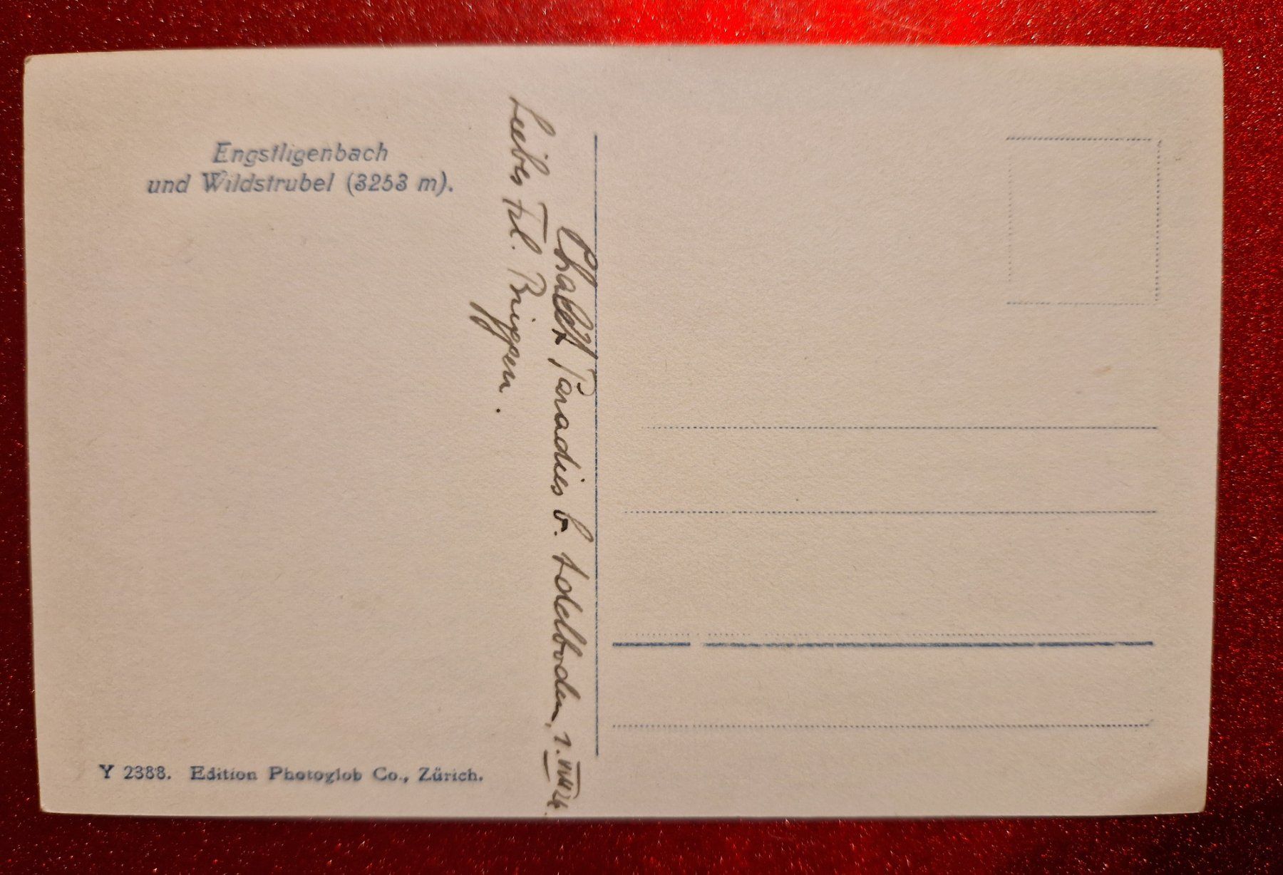 Cartoline postali: Engstligenbach & Wildstrubel 1924 – Usato da Melchnau venduto da Fishel 1