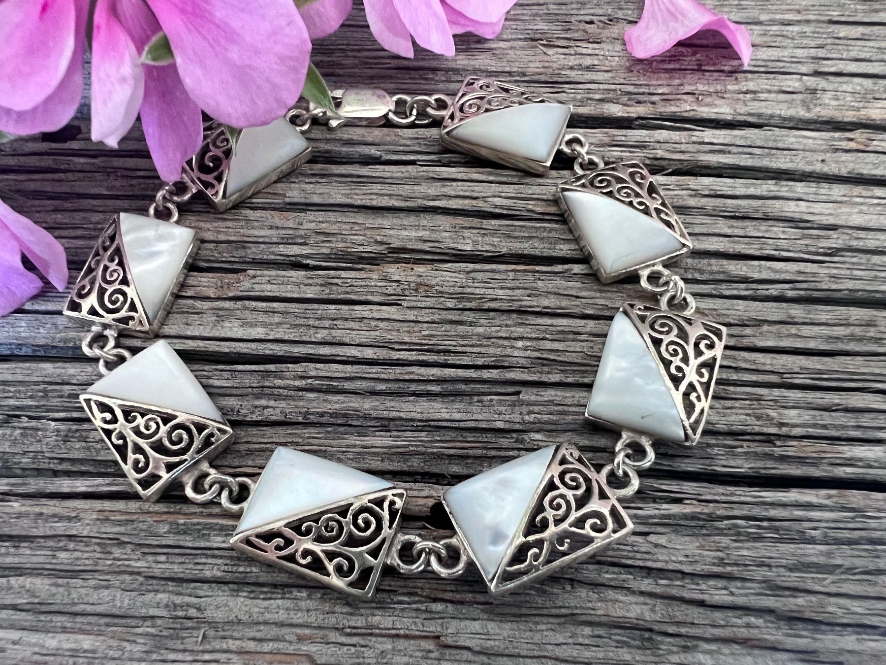 Bracciali & Braccialetti: Bracelet  Armkette 925 Silber Ornamente Perlmutter Artdeco – Usato da Bern venduto da Jiffy 1