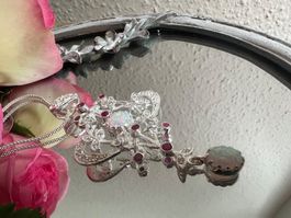 Traum Anhänger Opal, Rubin, Zirkonia, 925 S, wie Jugendstil