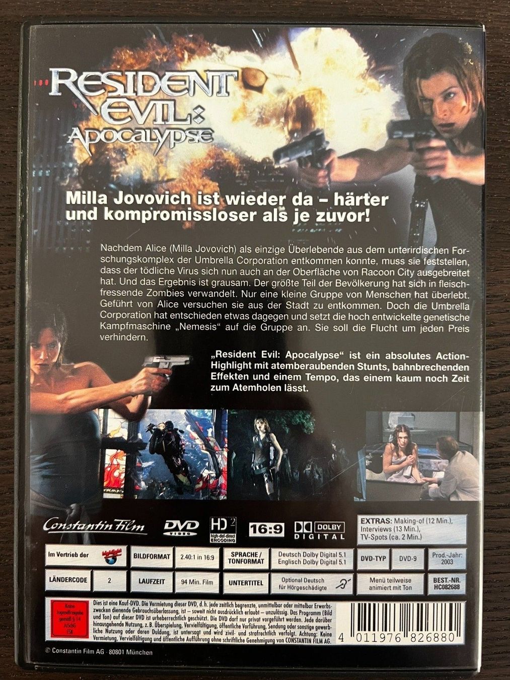 Tutti i DVDs: Resident Evil - Apocalypse – Usato da Zürich venduto da FilmFreunde 1