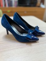 Elegante Damen Navyboot Pumps, Gr. 36, Wildleder/Lack