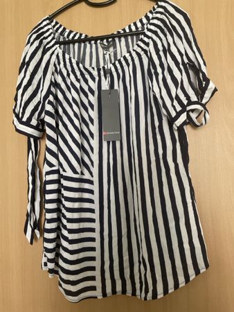 Neues Street One Carmen Shirt Gr 38 marine blau weiss