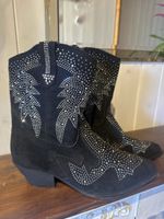 Damen Cowboystiefel schwarz mit Bling -Bling guter Zustand