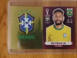 Panini WM 2022 Neymar Jr. und Wappen BRA