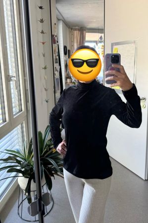 Vintage Samt Pullover schwarz Langarm Grösse S /M