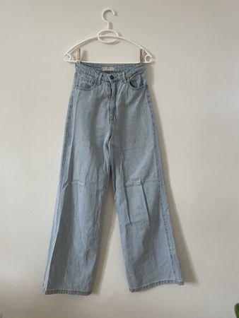 Trendige High Waist Jeans, Wide Leg, hellblau, Gr. 34