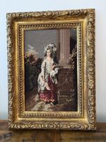 Gobelin Bild Dame im Goldrahmen  