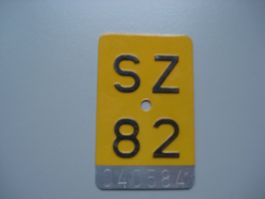 Vintage Mofa-Schild SZ 82, gelb, Top Zustand! Selten!