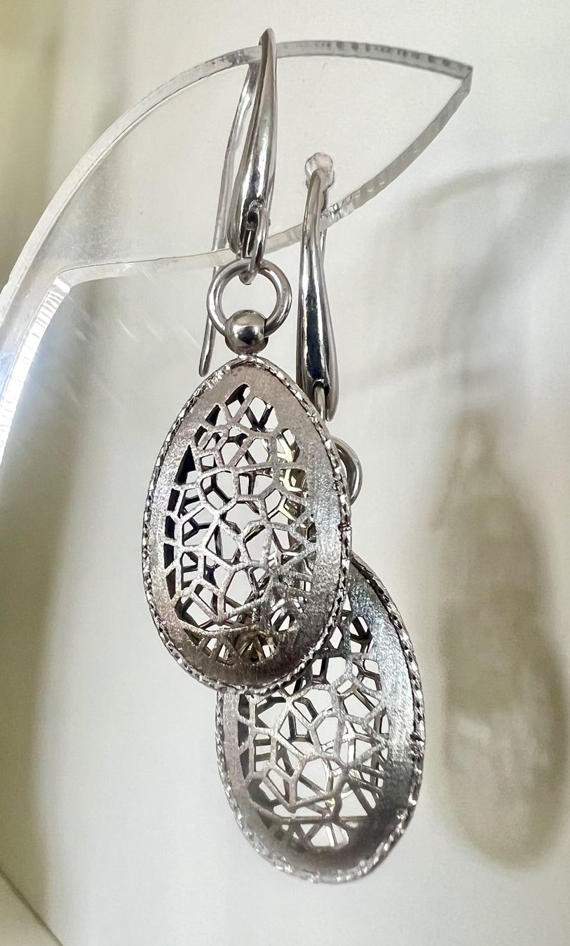 Orecchini pendenti & Orecchini a lobo: Gexist Schweizer Designer Ohrhänger Silber 925 durchbrochen – Usato da Ruswil venduto da artbyhand 1