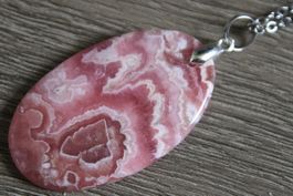 NEU Mega argentinischer Rhodochrosit Anhänger Edelstahlkette