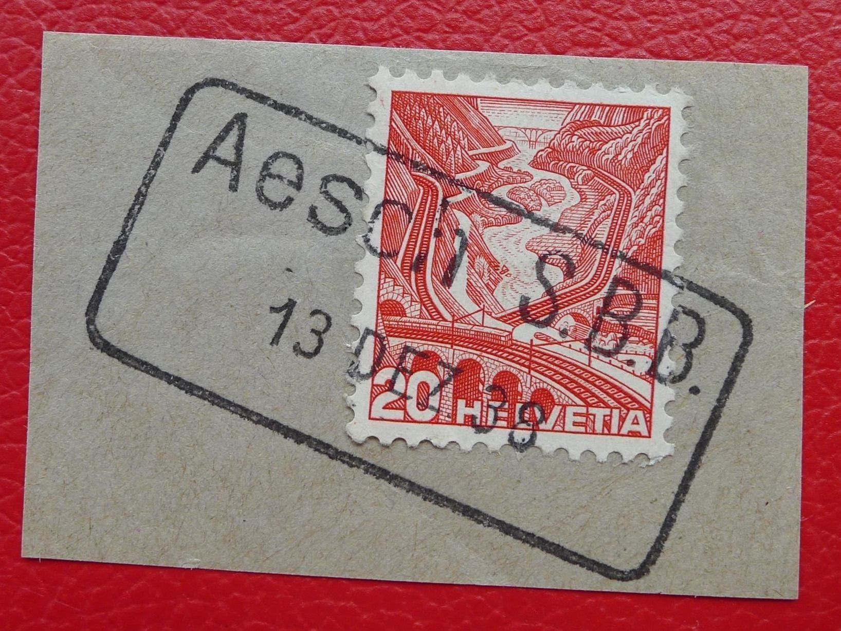 Alle Briefmarken: 1938: AESCH "BAHNPOST": Aesch SBB, sehr sauber entwertet – Gebraucht aus Sursee von Luzernerraute