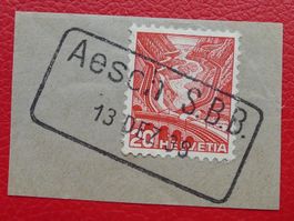 1938: AESCH "BAHNPOST": Aesch SBB, sehr sauber entwertet