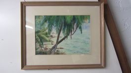 Karibik 1954, Gekonntes Aquarell Signiert