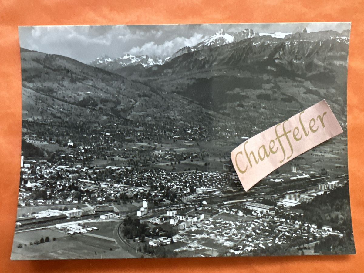Cartes postales: Flugaufnahme:  Buchs Rheintal  – Défectueux à Zürich par Chaeffeler