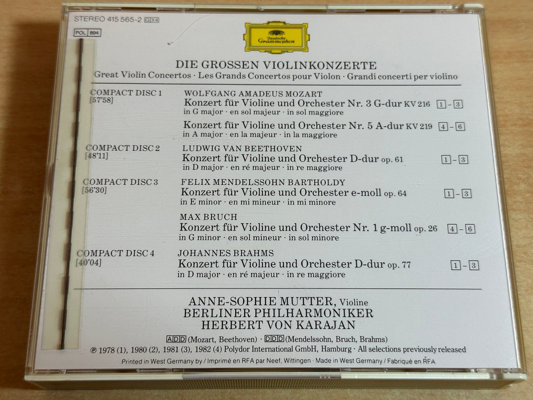 CD: Mozart Beethoven Mendelssohn Brahms Mutter Violinkonzerte – Usato da Rikon im Tösstal venduto da Alpenmutz 3