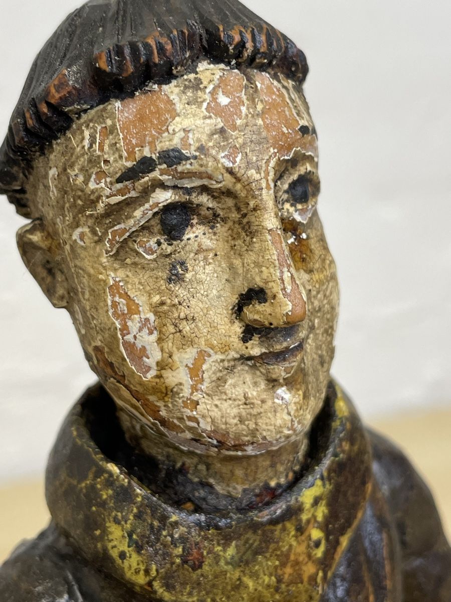 Sculture & Statue: Antike Holzfigur, Mönch, geschnitzt, bemalt, 30cm – Usato da Locarno venduto da Osvaldo61