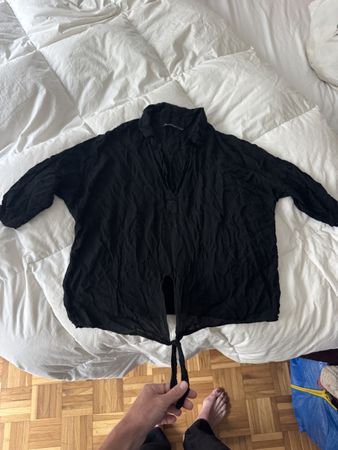 Chemise Brandy Melville noir nouée taille unique