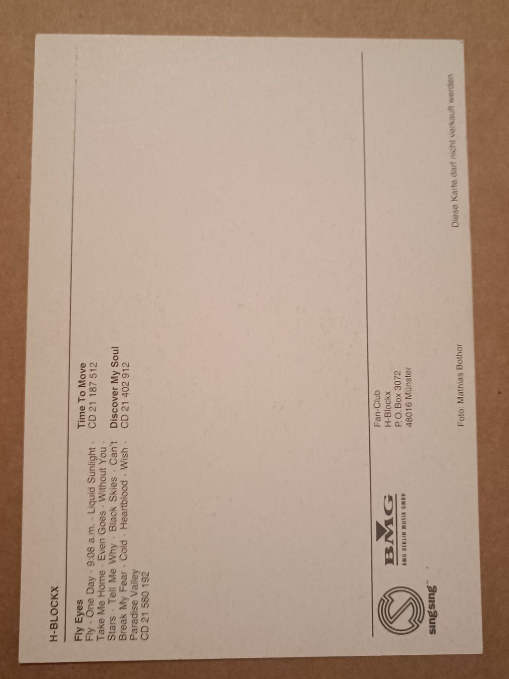 Autogramme: H-Blockx - signierte Autogrammkarte – Gebraucht aus Menziken von Artographs 1