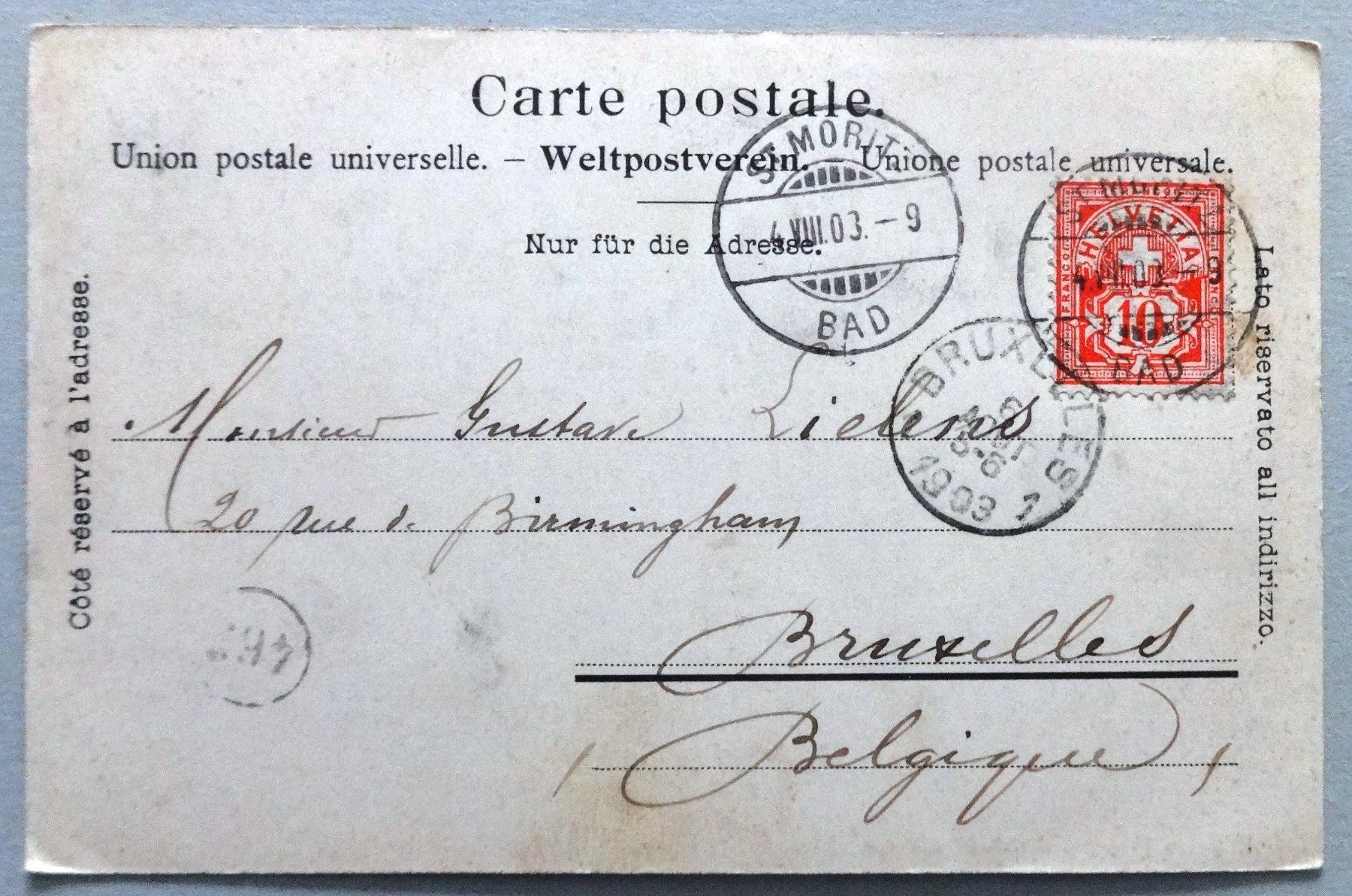 Cartoline postali: St. Moritz-Dorf mit Piz Languard – Difettoso da Fétigny venduto da Billy2miny 1