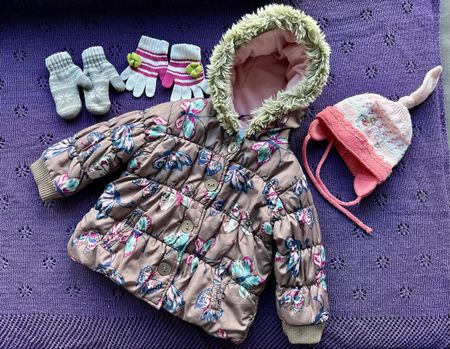 Next Girl Winter Jacket+Hat+Gloves 2-3Yrs