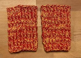 Pulswärmer - Gelb / Rot - handgestrickt 👐  - NEU