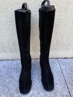 schwarze Damen Stiefel Veloursleder Gr. 38