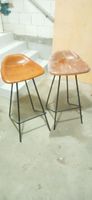 Two Bar Stools with artificial leather Seats and Metal Frame