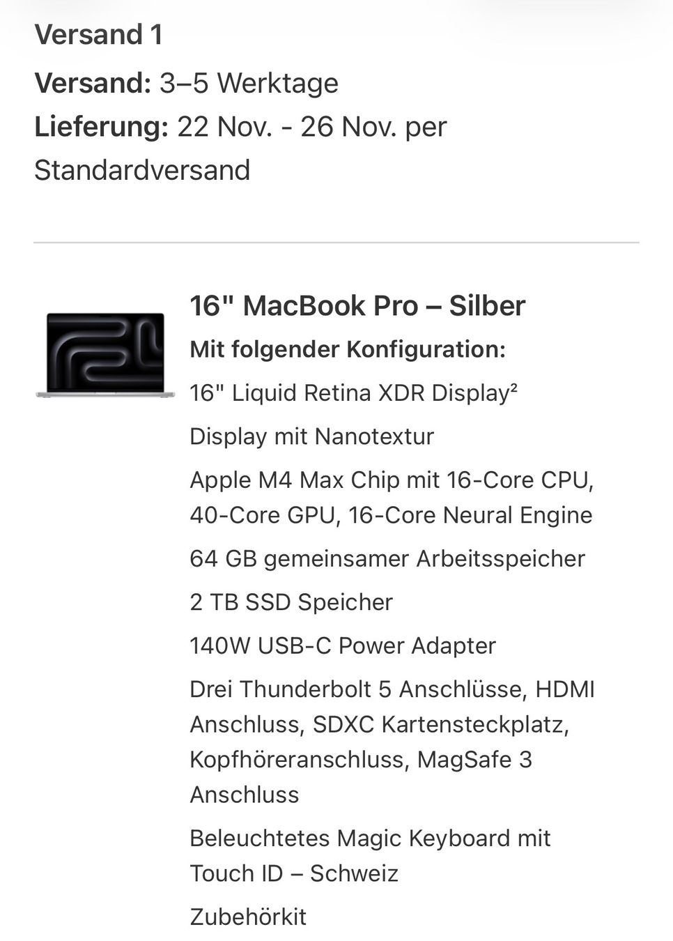 Apple Notebook: MacBook Pro M4 Max 16" / 64 GB RAM / 2TB SSD – Usato da Zürich venduto da fuefi_weggli 5