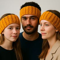 Handgestricktes gr S Stirnband Ohrenwärmer gelb 31