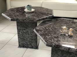 Salontisch 8-eckig, Granit, 2-teilig