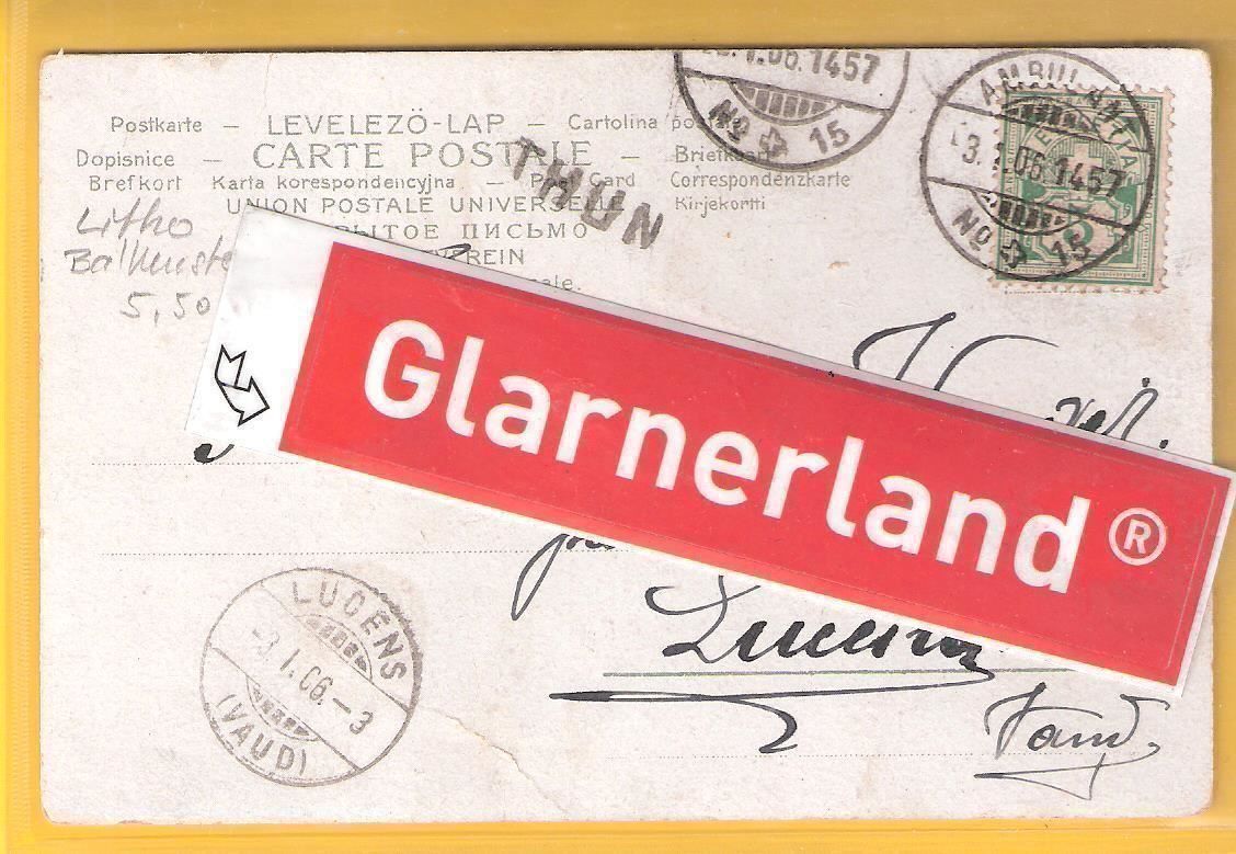 Cartoline postali: 3.1.1906 Balkenstempel THUN/Litho Blumen – Usato da Zürich venduto da Hagliweg 2