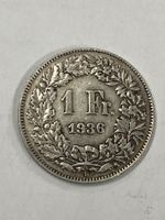 SVIZZERA 1 FR MONETA IN ARGENTO 1936 usata - circolata